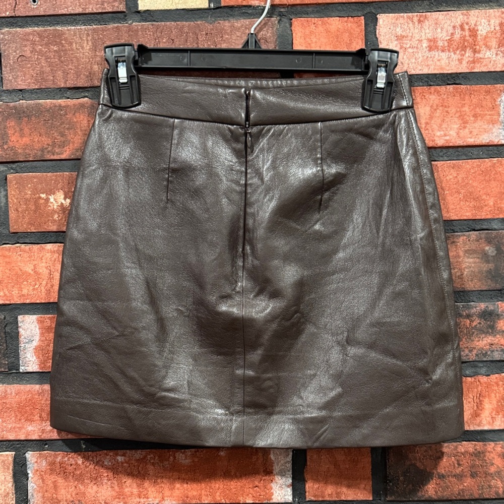 Aritzia Wilfred  Brown Faux Leather Skirt - Picture 3 of 8